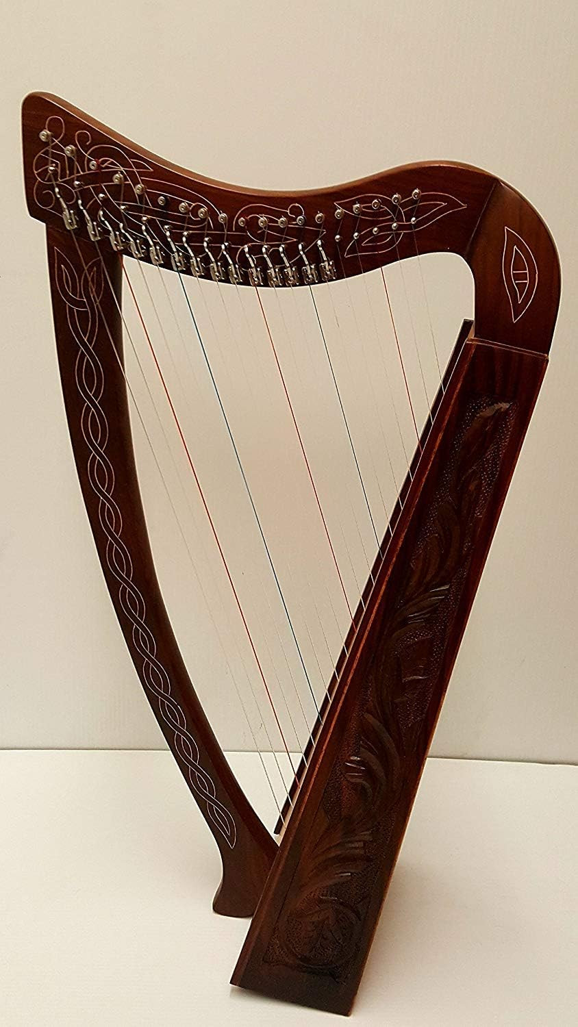 Musical Instrument Tall Celtic Irish Harp 19 Strings Lever Solid Wood with Dulex Musical Instrument Tall Celtic Irish Harp 19 Strings Lever Solid Wood with Dulex