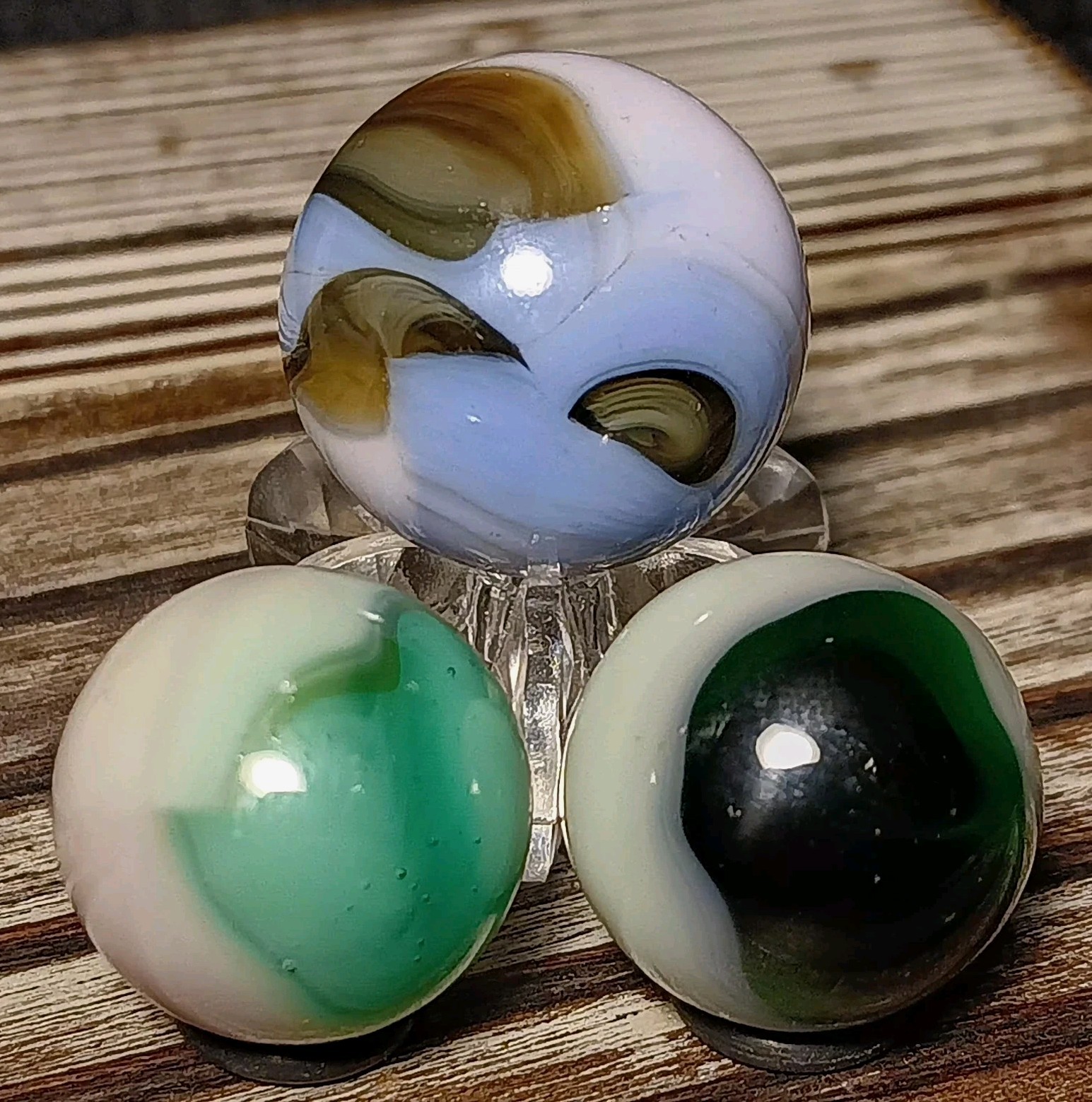 Jabo Fenton Burmese Glass Marbles. UV Reactive Uranium Ultraviolet. Lot Of 3 Jabo Fenton Burmese Glass Marbles. UV Reactive Uranium Ultraviolet. Lot Of 3