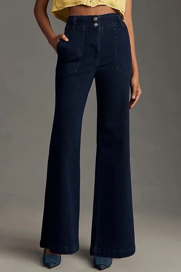 Maeve Anthropologie The Naomi High Rise Wide Leg Flare Jeans Dark Wash Size 26 Maeve Anthropologie The Naomi High Rise Wide Leg Flare Jeans Dark Wash Size 26