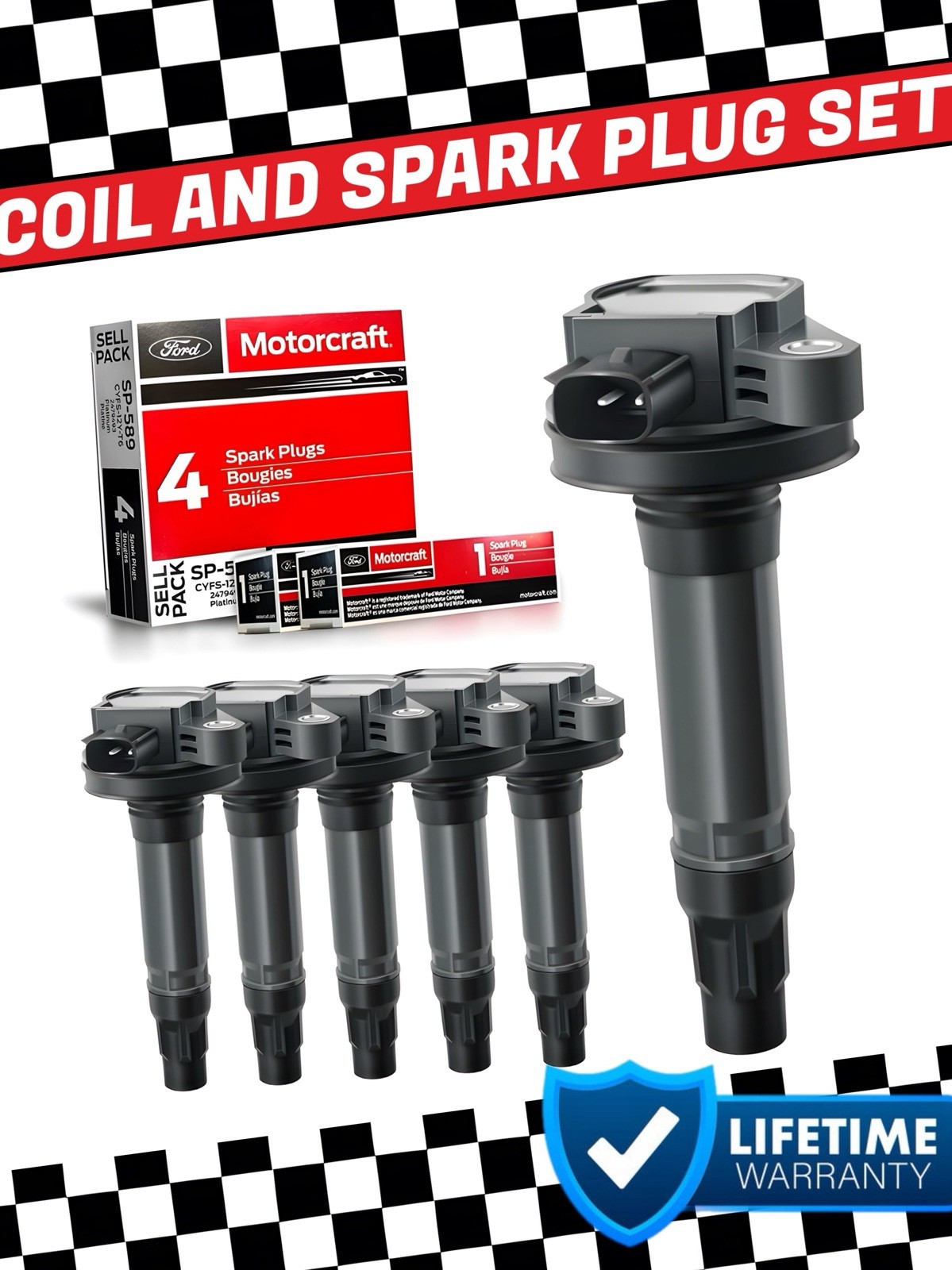 6PCS Ignition Coil DG520 + 6PCS Spark Plug SP520 For 2010-14 Edge 3.7L UF553 6PCS Ignition Coil DG520 + 6PCS Spark Plug SP520 For 2010-14 Edge 3.7L UF553
