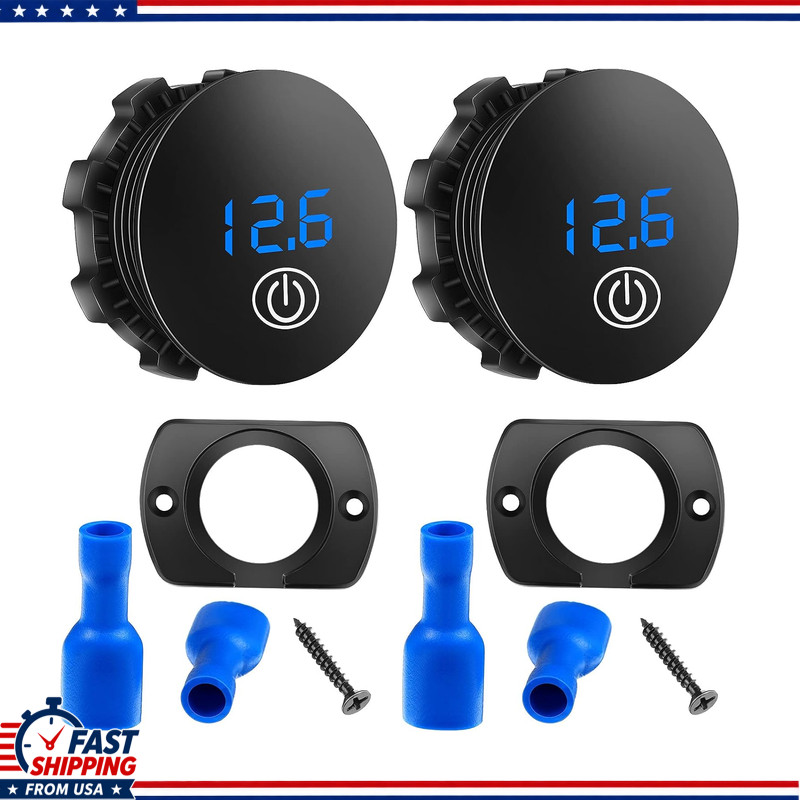 Waterproof Digital Voltage Meter, DC 5-48V, Blue LED Display Touch Switch, 2 Pie Waterproof Digital Voltage Meter, DC 5-48V, Blue LED Display Touch Switch, 2 Pie