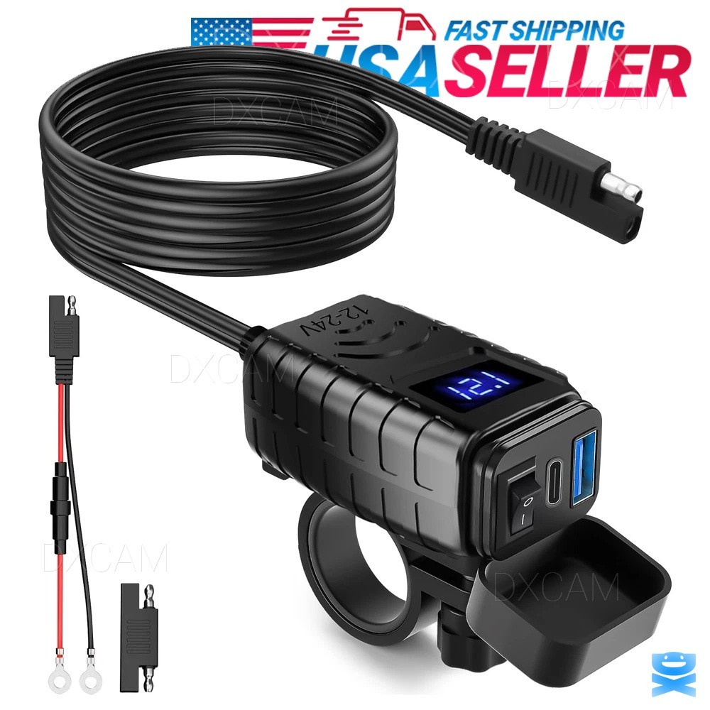 QC 3.0 Motorcycle Dual USB Phone GPS Super Fast Charger Adapter LED Waterproof