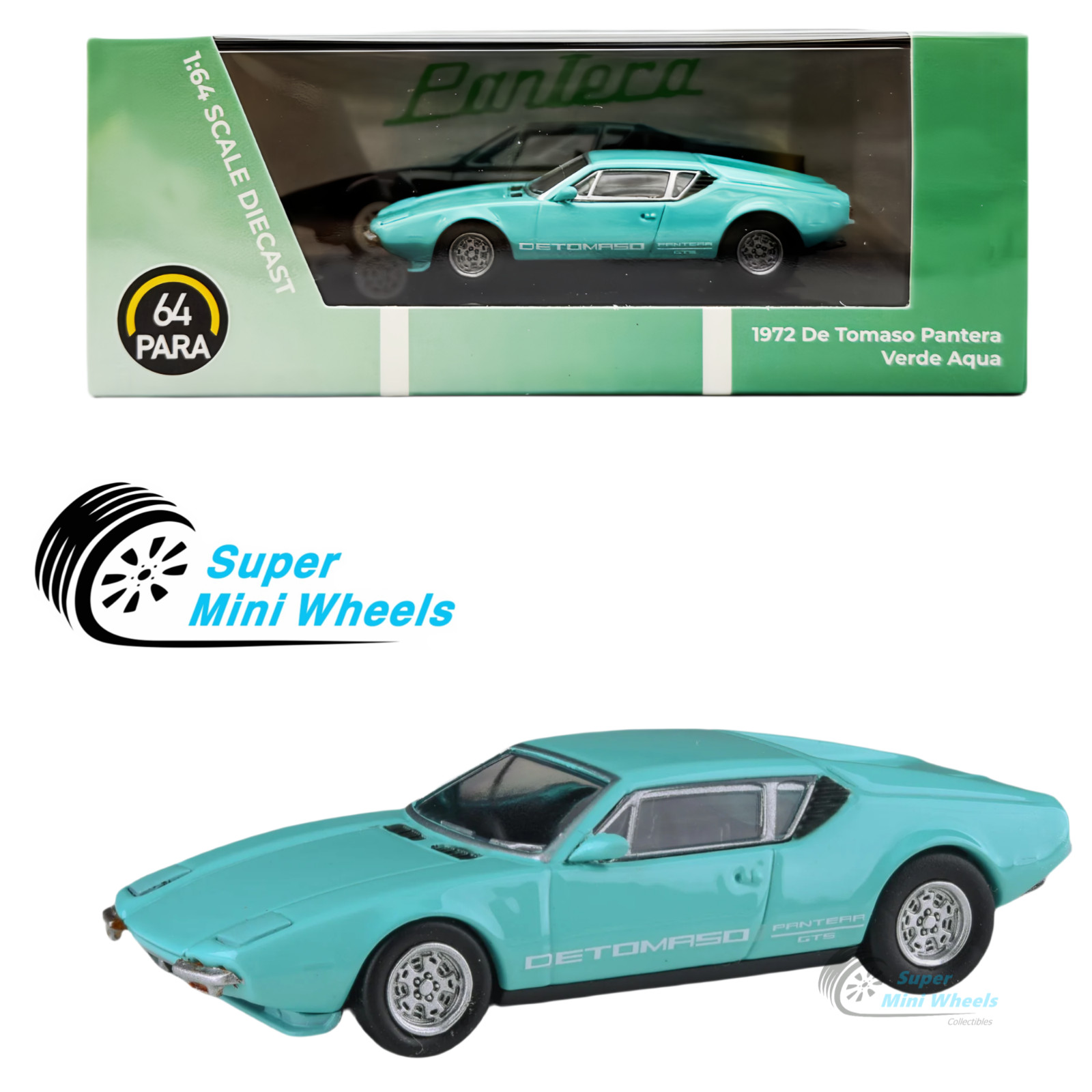 PARA64 1:64 1972 De Tomaso Pantera Verde Acqua PARA64 1:64 1972 De Tomaso Pantera Verde Acqua