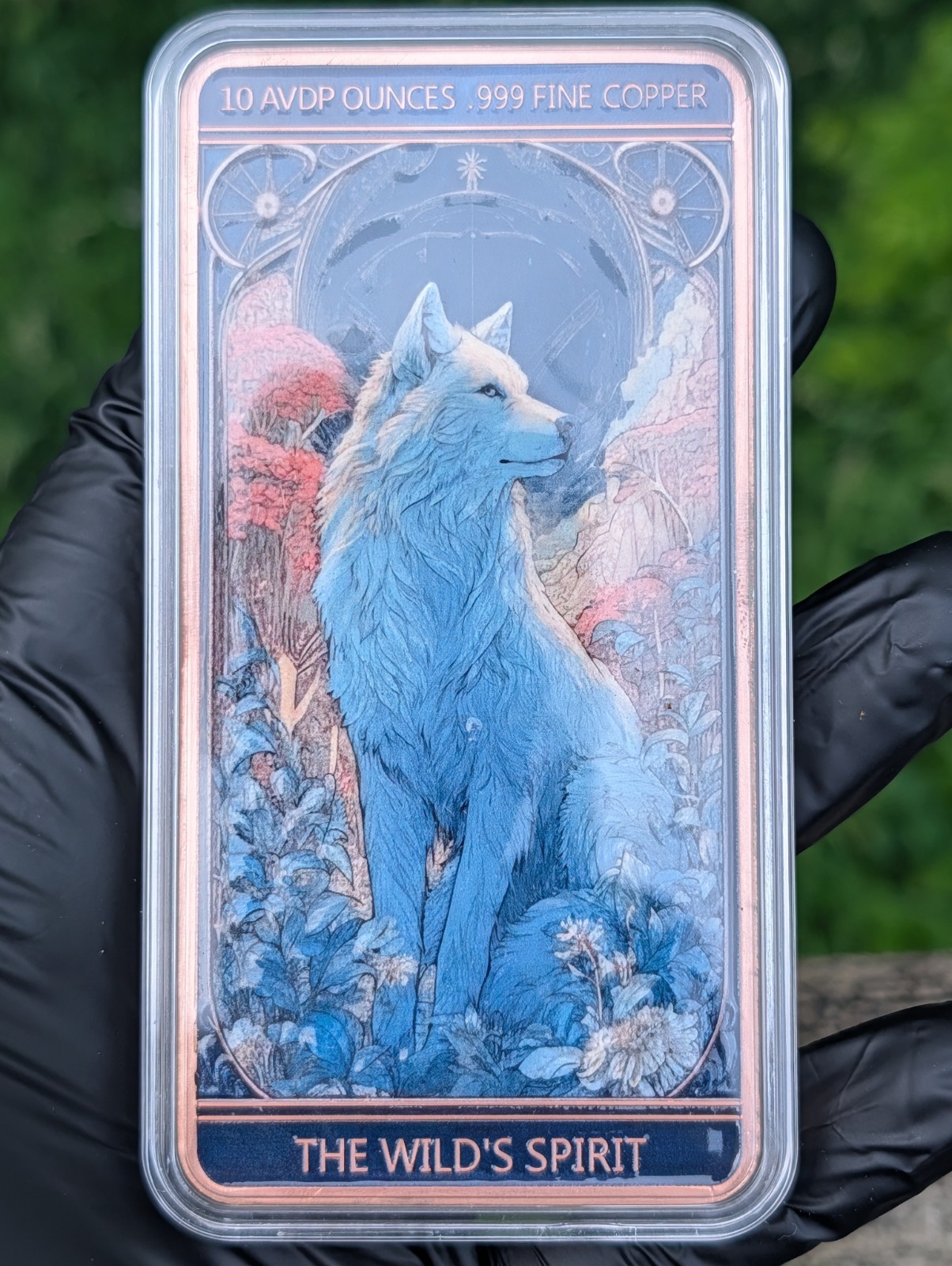 10 oz Copper Colorized Art Bar Wild's Spirit Series The Wolf 1500 MINTED 
