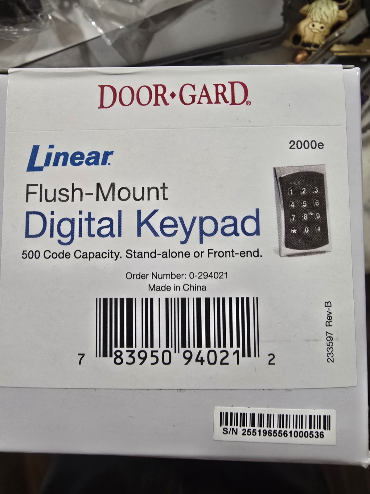Linear 2000E Digital Control Keypad Flush-Mount Backlit Accessory Linear 2000E Digital Control Keypad Flush-Mount Backlit Accessory