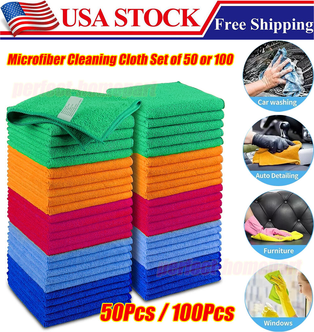50/100Pcs Microfiber Cleaning Cloth Towel Rag Car Polishing Detailing No-Scratch 50/100Pcs Microfiber Cleaning Cloth Towel Rag Car Polishing Detailing No-Scratch