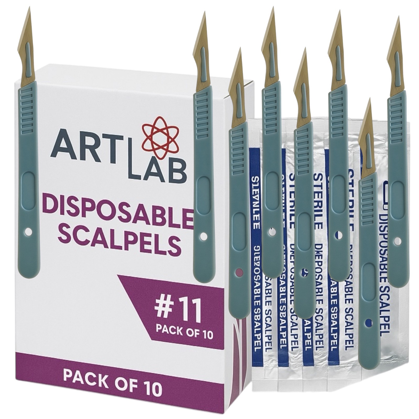 STERILE DISPOSABLE SCALPELS #11 - 10 PCS SINGLE USE-DENTAL,SURGICAL,DERMAPLANING