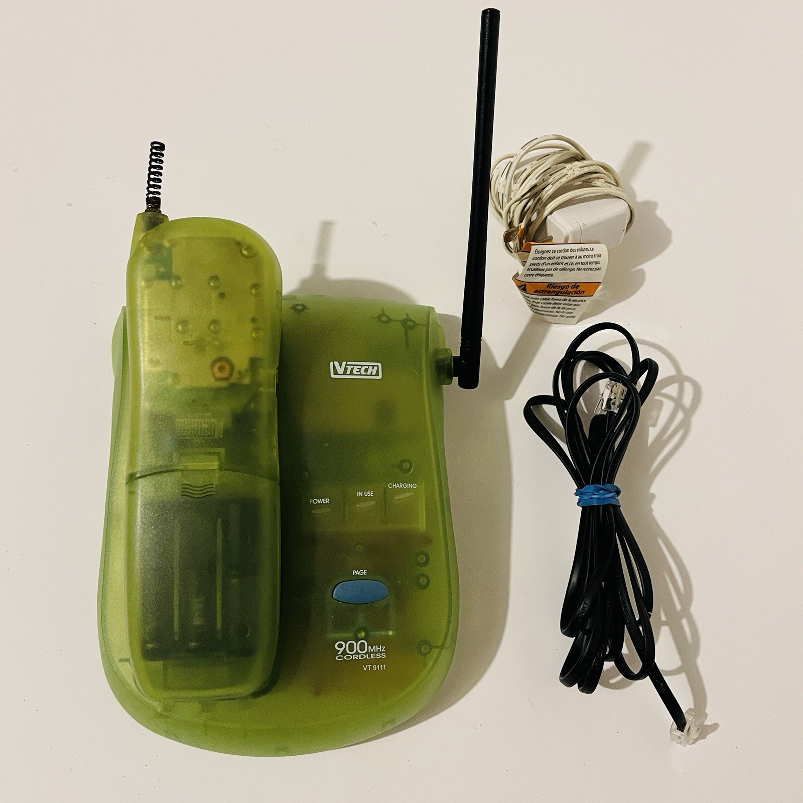 VTech VT9111 900MHz Cordless Phone Green Translucent Vintage Parts Repair