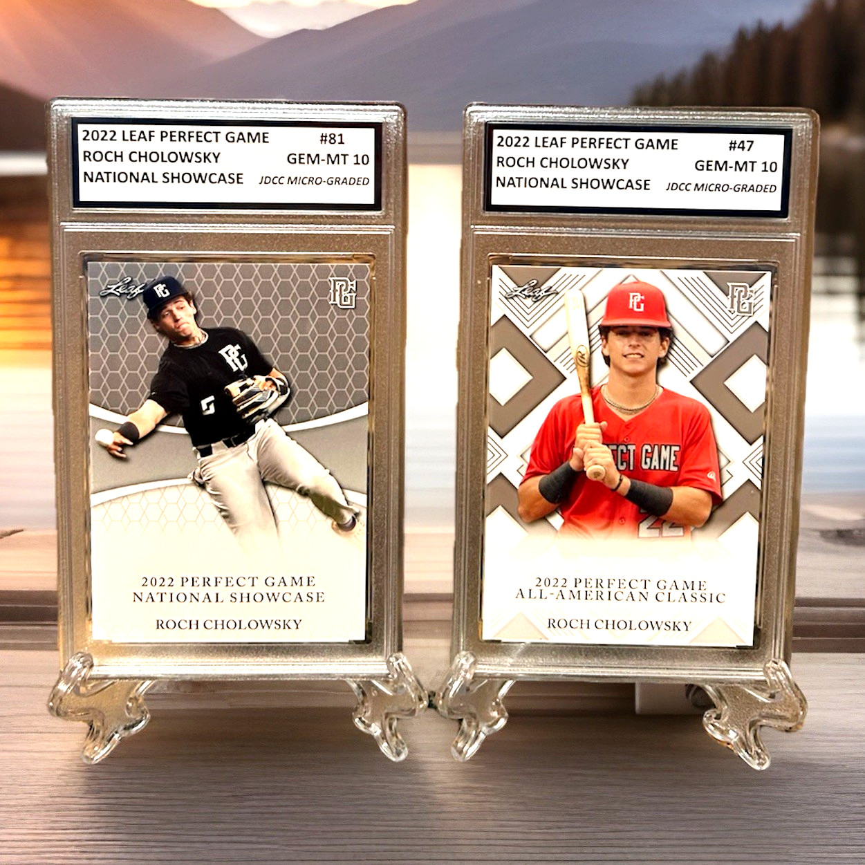 Lot of 2 ROCH CHOLOWSKY 2022 Leaf Perfect Game GRADED GEM-MT 10 Rookie #47, #81