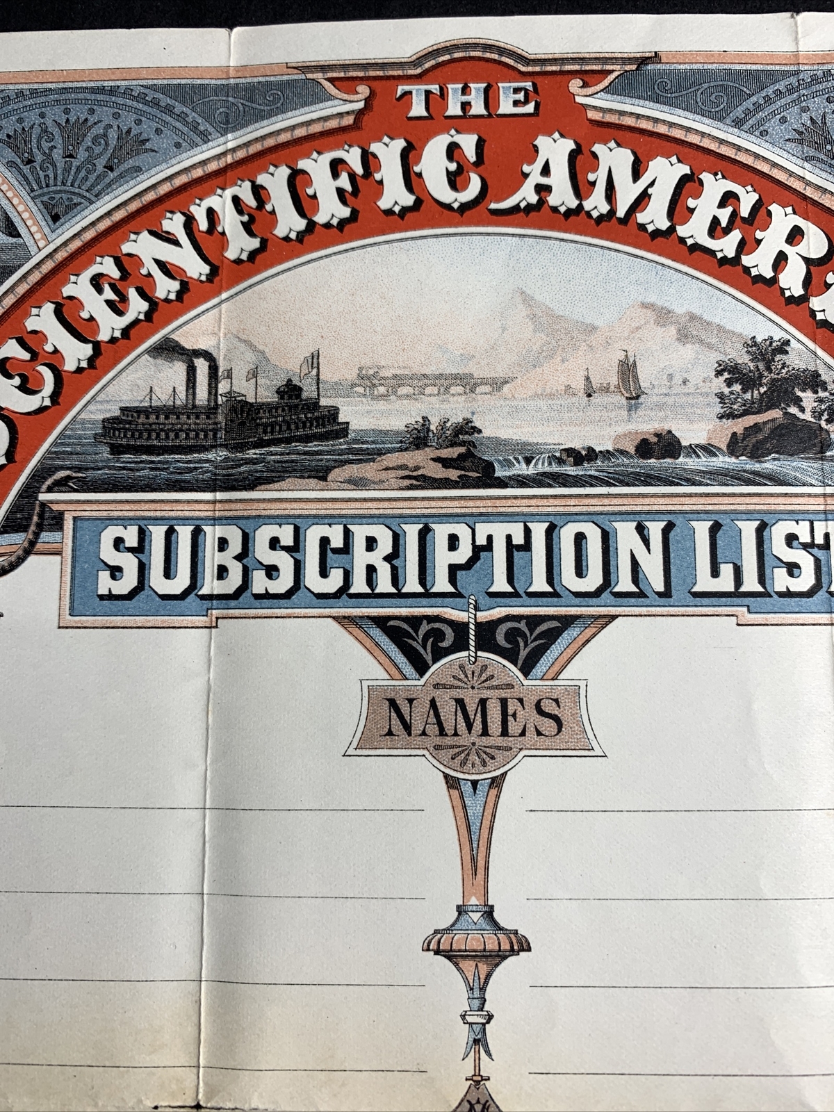 Rare 1870s Scientific American Subscription List Letterhead Color Litho Graphics Rare 1870s Scientific American Subscription List Letterhead Color Litho Graphics