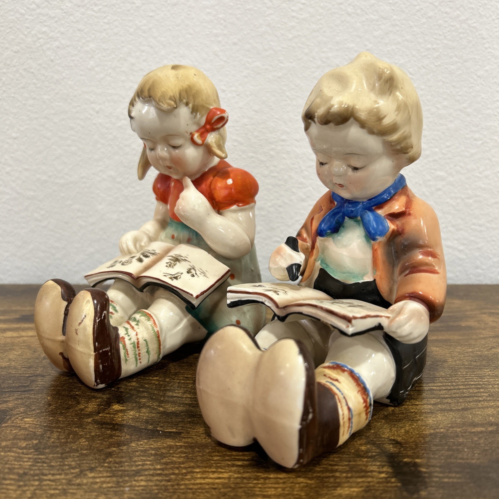 Vintage MCM Hummel Style Bookworm Boy & Girl Bookends Made In Japan Vintage MCM Hummel Style Bookworm Boy & Girl Bookends Made In Japan