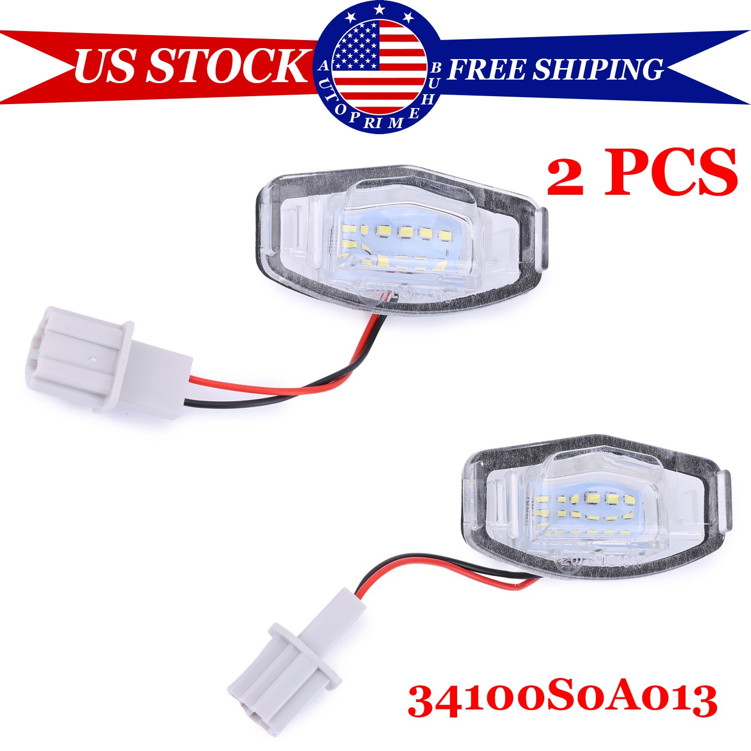 2PC LED License Plate Light White For 2003-2017 Honda Accord Sedan 4-Door 6000K