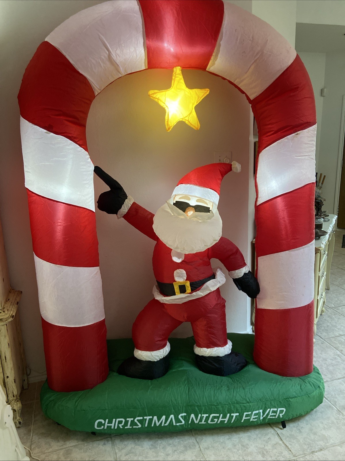Vintage 7-Ft. Inflatable Disco Santa From Sharper Image. Vintage 7-Ft. Inflatable Disco Santa From Sharper Image.