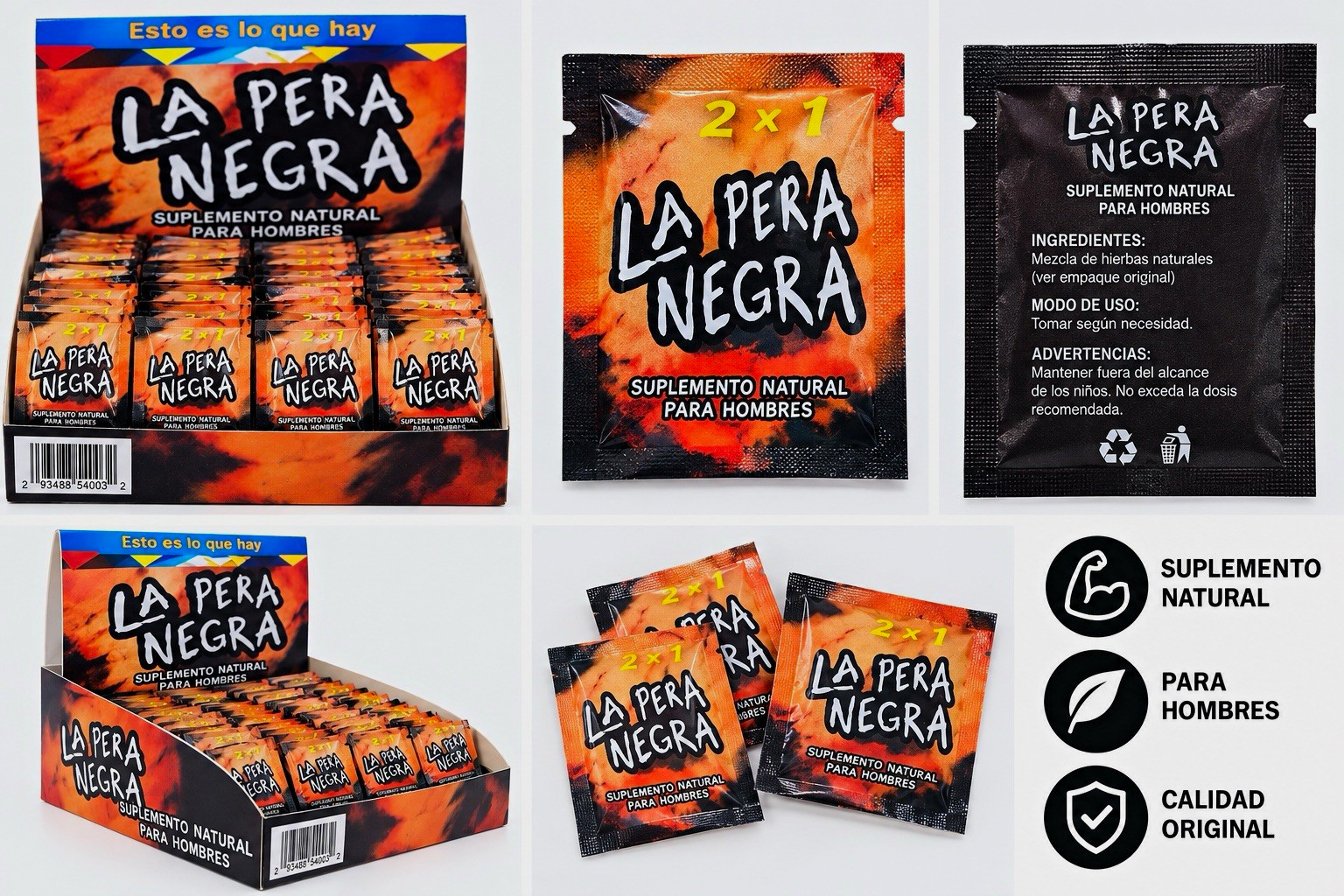 La papa Negra All Natural Men\'s use only Sachets 2x1 Natural Formula 20pk La papa Negra All Natural Men\'s use only Sachets 2x1 Natural Formula 20pk