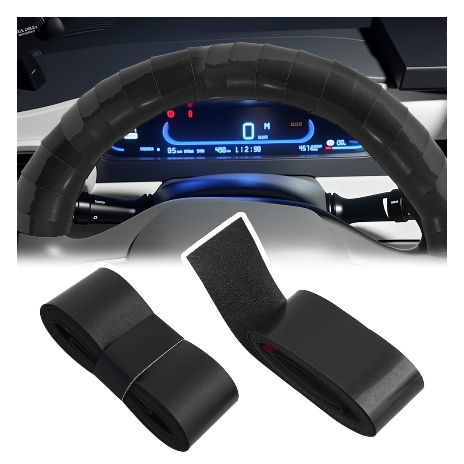 2PCS 2026 PU Leather Steering Wheel Wrap Tape for Comfort Wheel Protection