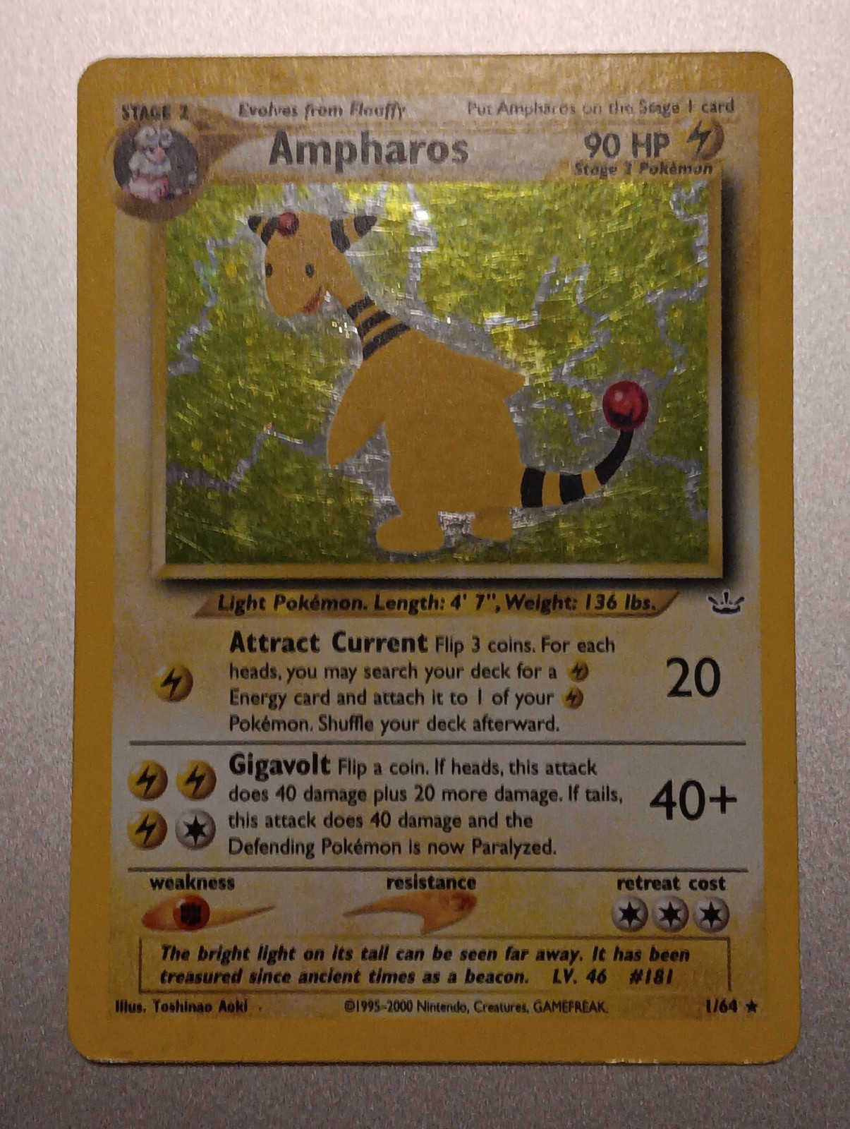 Ampharos 1/64 Neo Revelation Holo Rare Vintage Pokemon TCG Ampharos 1/64 Neo Revelation Holo Rare Vintage Pokemon TCG