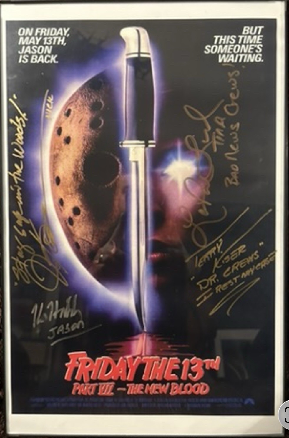 Friday the 13th Part VII: The New Blood Signed Original Movie Poster Friday the 13th Part VII: The New Blood Signed Original Movie Poster