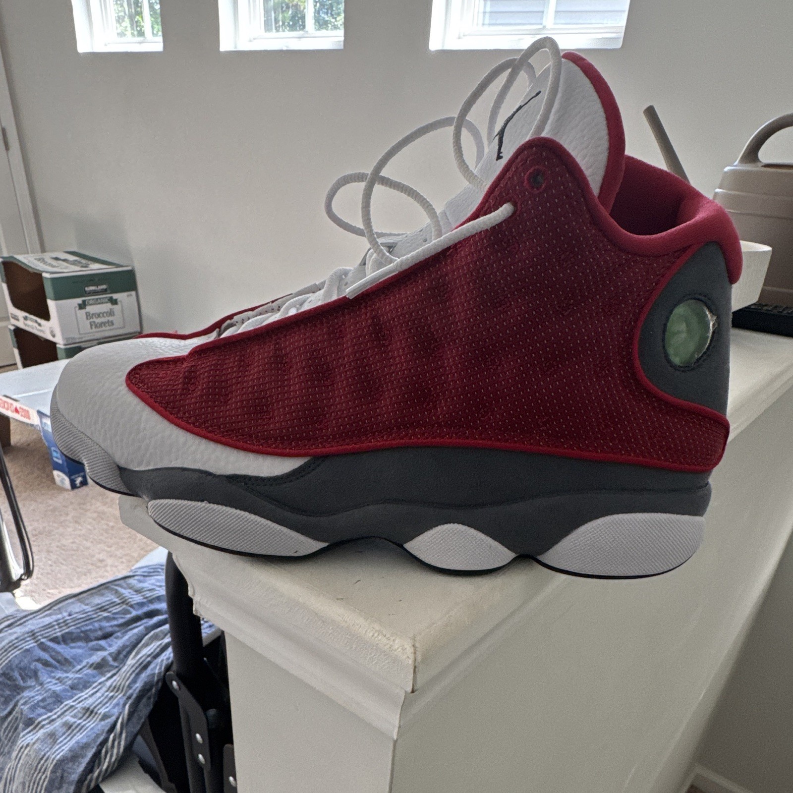 Jordan Air Jordan 13 Men\'s Mid Top Lace Up Basketball Sneakers Red White Gray Jordan Air Jordan 13 Men\'s Mid Top Lace Up Basketball Sneakers Red White Gray