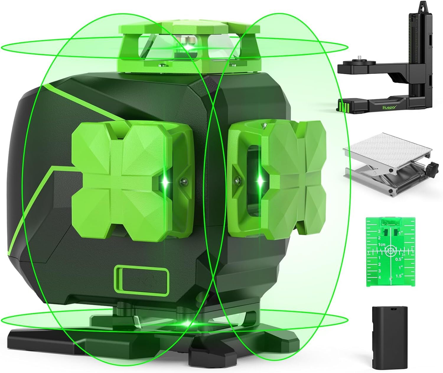 Huepar Laser Level Green Beam 4X360 4D with Pulse Mode Triple Power Supply Huepar Laser Level Green Beam 4X360 4D with Pulse Mode Triple Power Supply