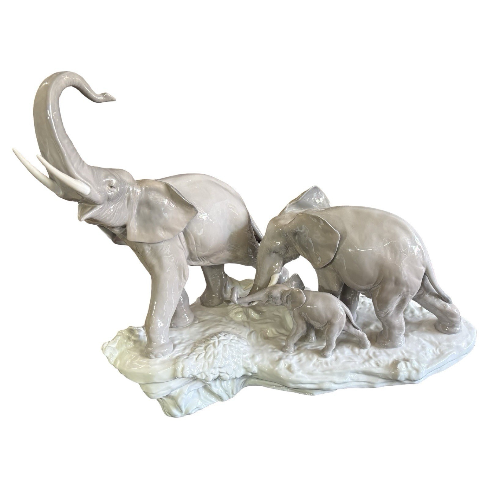 Vintage LLADRO Elephant Family Figurine #1150 Spain Porcelain Sculpture Retired