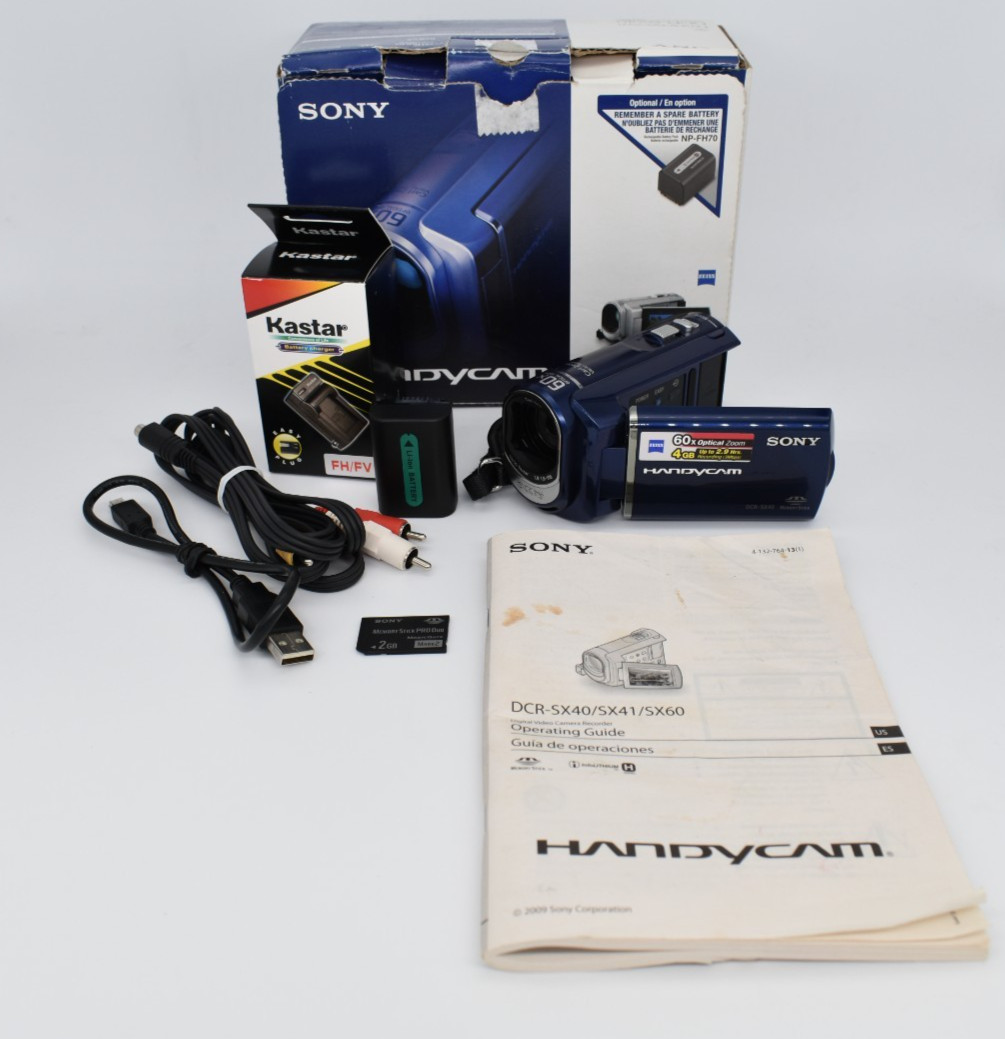 Sony DCR-SX40 Handycam Digital Video Camera Camcorder 60x Zoom - BUNDLE TESTED