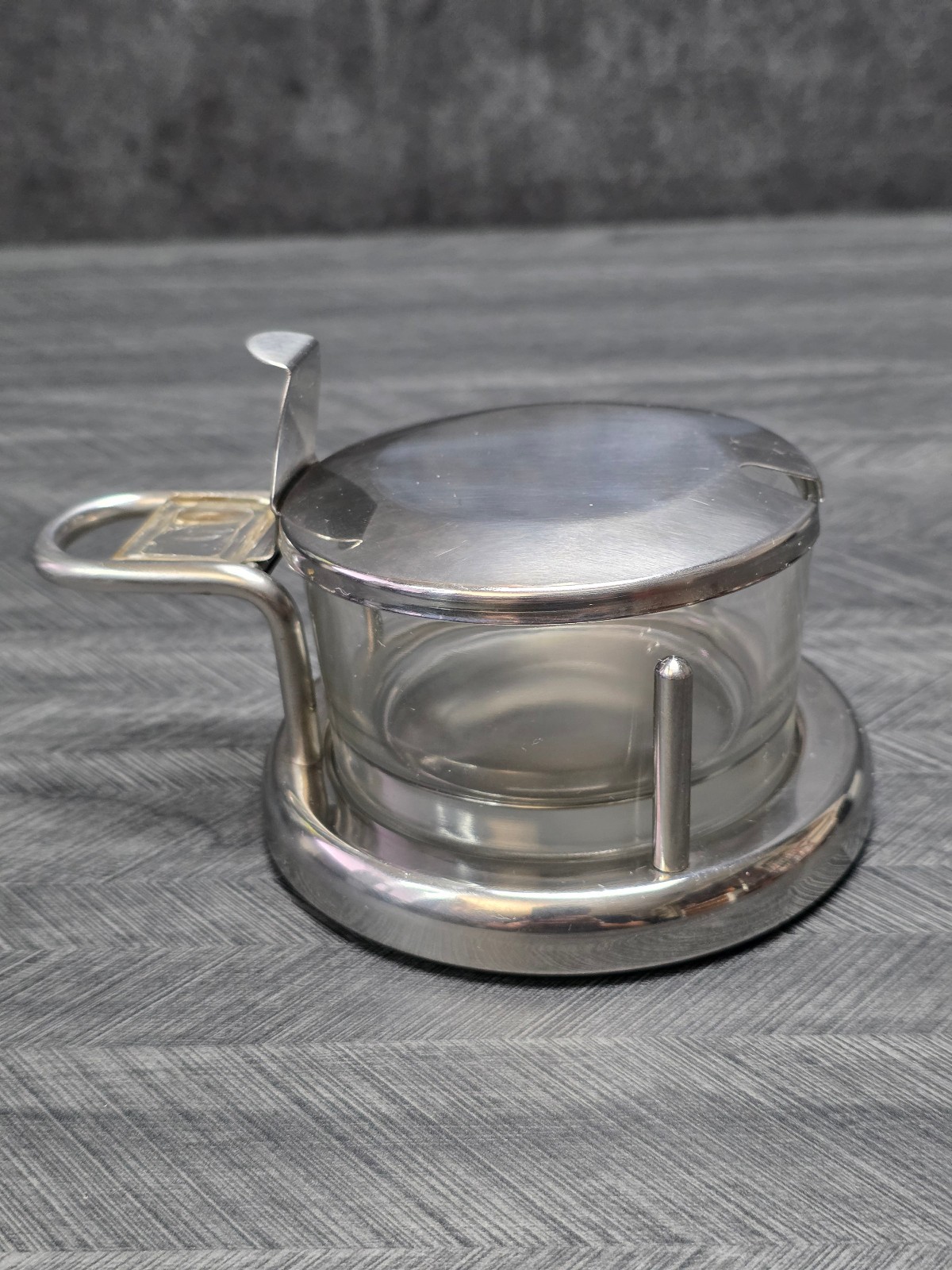 Vtg Alessi Italy Ettore Sottsass Stainless Steel & Glass Parmesan Cheese Cellar Vtg Alessi Italy Ettore Sottsass Stainless Steel & Glass Parmesan Cheese Cellar