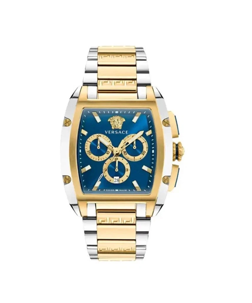 Versace Dominus Chronograph Quartz Blue Dial Two-Tone Men\'s Watch VE6H00723 Set Versace Dominus Chronograph Quartz Blue Dial Two-Tone Men\'s Watch VE6H00723 Set