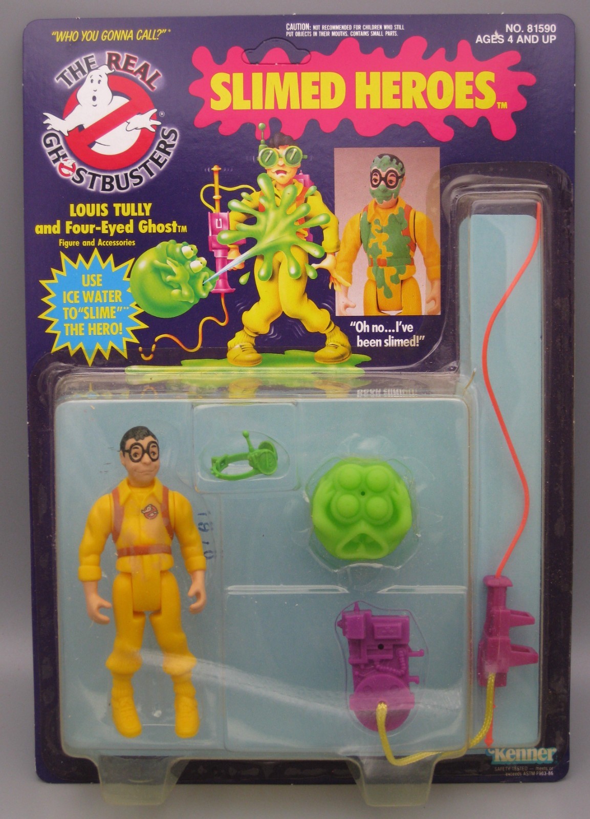 1986 Kenner Real Ghostbusters Slimed Heroes Louis Tully Carded MOC