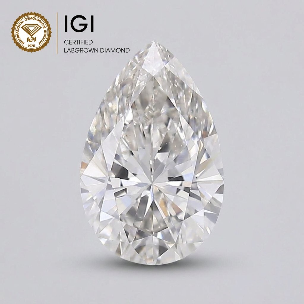 0.86 Ct G VS1 Pear Cut Lab Grown CVD Loose Diamond IGI Certified Gemstone