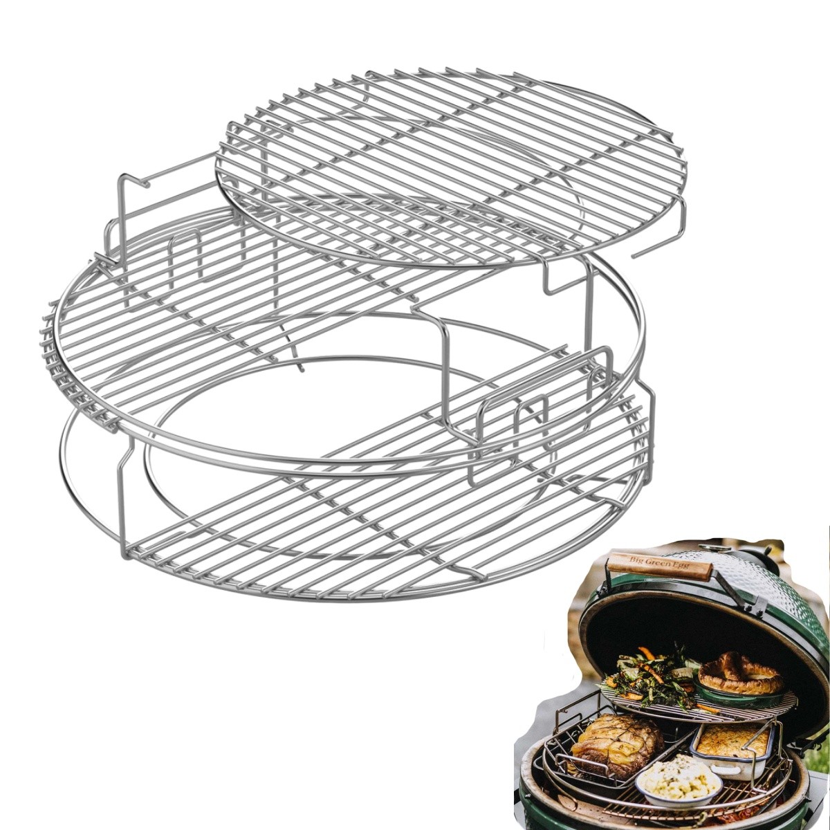 5-Piece EGGspander Kit 3-Tier Removable Expansion Rack for Large Big Green Egg