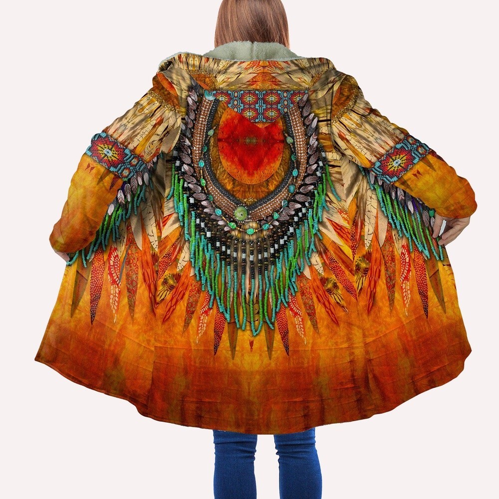 Antique Decorative Pattern Native American Hooded Cloak Coat, Native American Ho