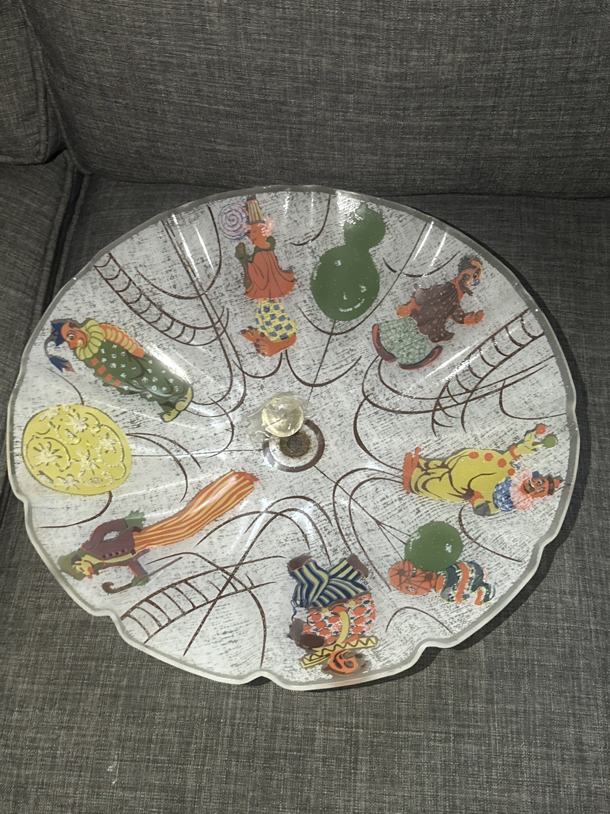 RARE Vintage 1940s Art Deco Circus Clown Ceiling Light Semi Flush Mount RARE Vintage 1940s Art Deco Circus Clown Ceiling Light Semi Flush Mount