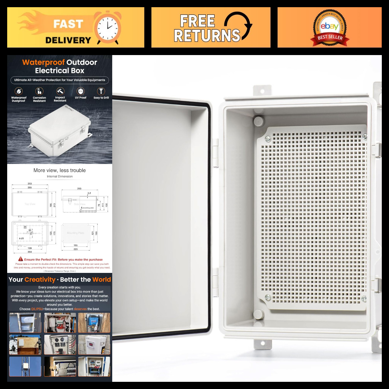 Waterproof Outdoor Electrical Junction Box - 11.2 Waterproof Outdoor Electrical Junction Box - 11.2
