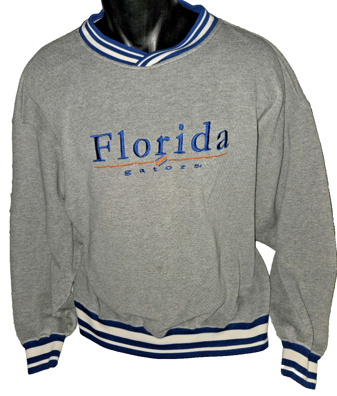 Vintage Florida Gators Sweatshirt Men\'s L Grey Embroidered V Neck