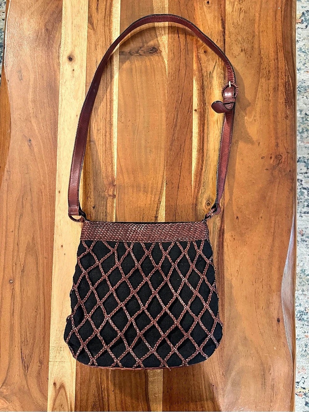 Talbots Brown & Black Geometric Shoulder Bag Talbots Brown & Black Geometric Shoulder Bag