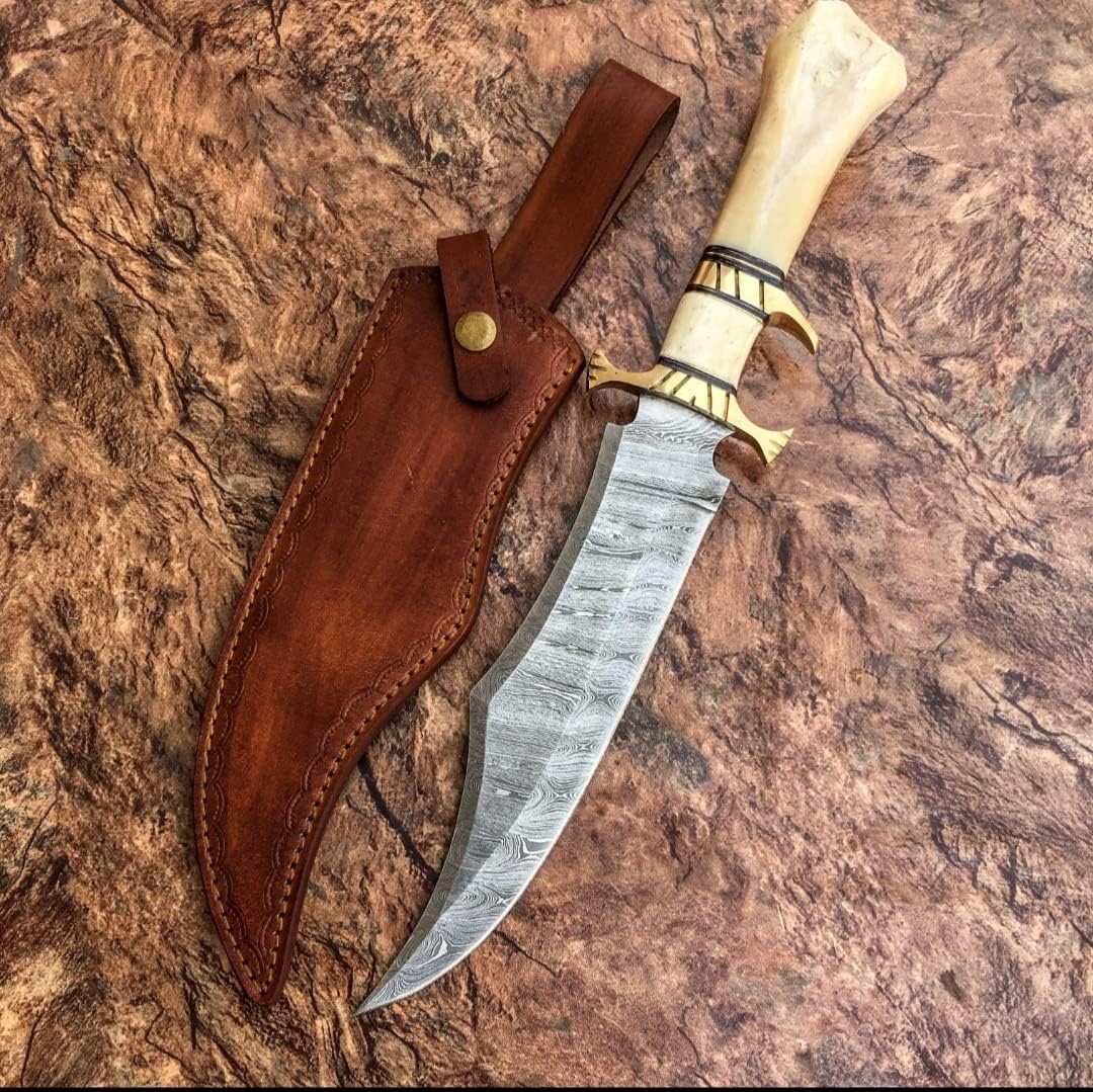 Custom Handmade Damascus Steel 15 Inches Bowie Knife - Hunting Knife Bone Knife Custom Handmade Damascus Steel 15 Inches Bowie Knife - Hunting Knife Bone Knife