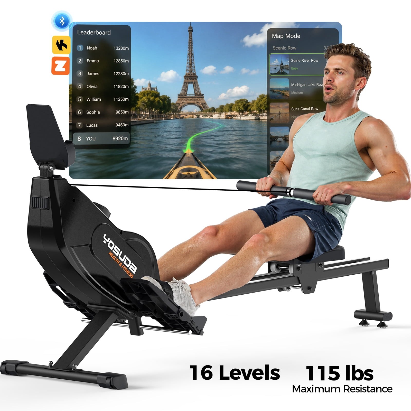 YOSUDA Magnetic Rowing Machine 350lbs Weight Capacity, Foldable Rower for Home YOSUDA Magnetic Rowing Machine 350lbs Weight Capacity, Foldable Rower for Home