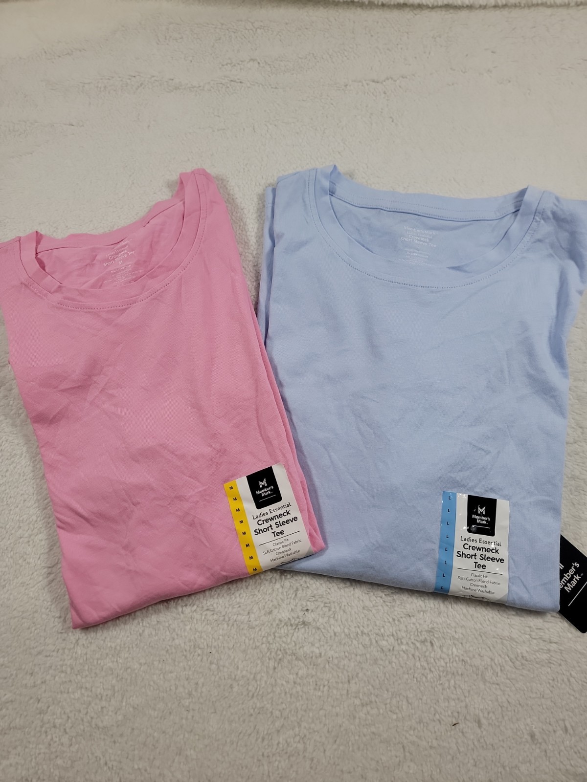 NWT Women\'s Crewneck Short Sleeve Pink or Blue T Shirt Cotton Blend NWT Women\'s Crewneck Short Sleeve Pink or Blue T Shirt Cotton Blend