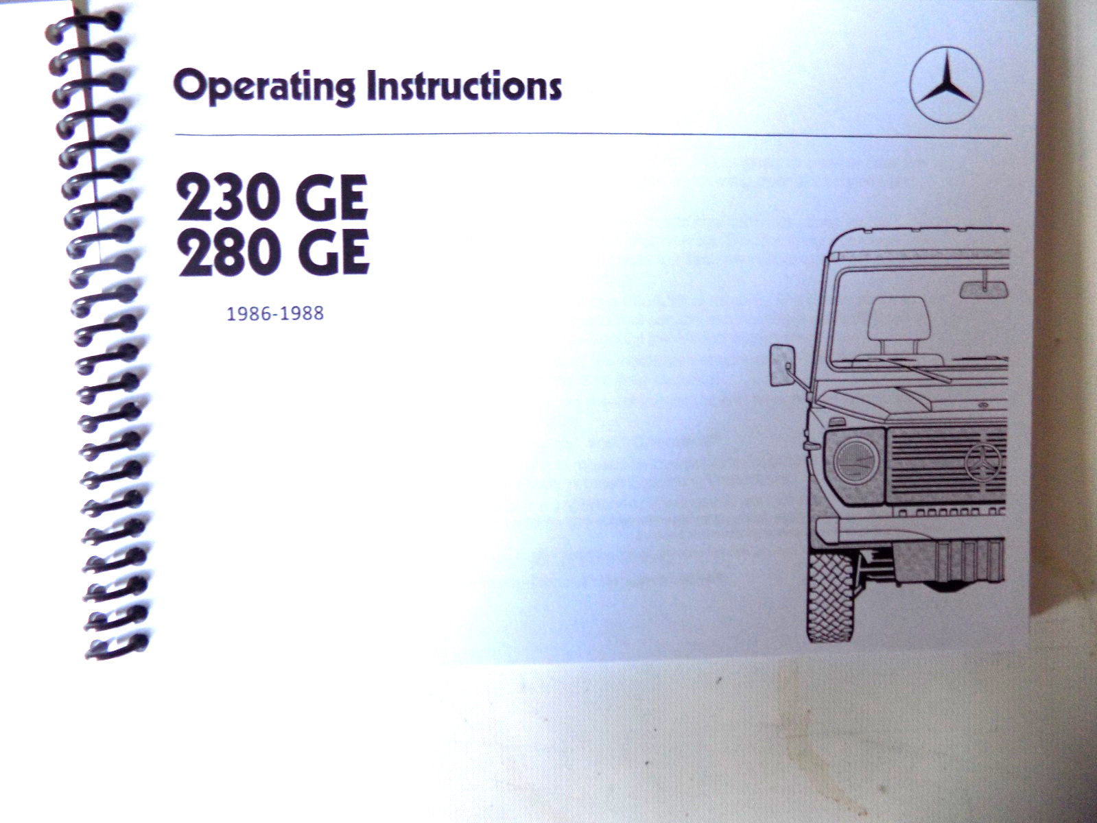 1988 Mercedes 280 GE owner\'s manual reprint 230 GE Spiral Bound 1987 1986 1988 Mercedes 280 GE owner\'s manual reprint 230 GE Spiral Bound 1987 1986