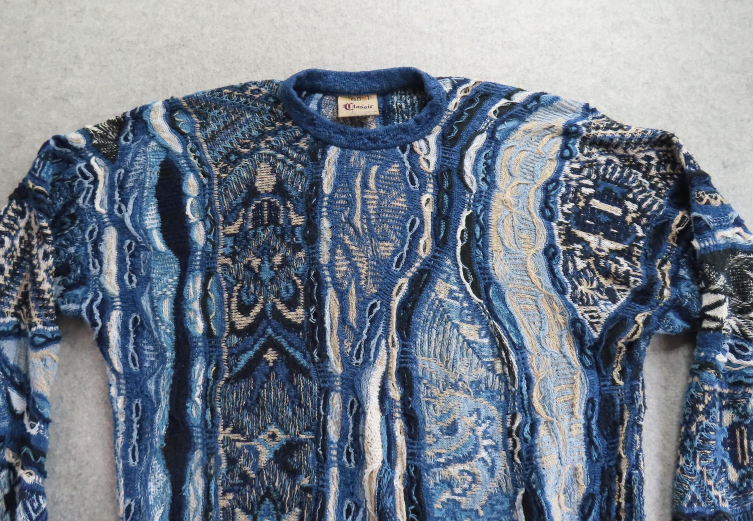 Coogi Sweater Mens XL Blue Cotton Linen 3D Knit Crewneck Pullover Australia Coogi Sweater Mens XL Blue Cotton Linen 3D Knit Crewneck Pullover Australia