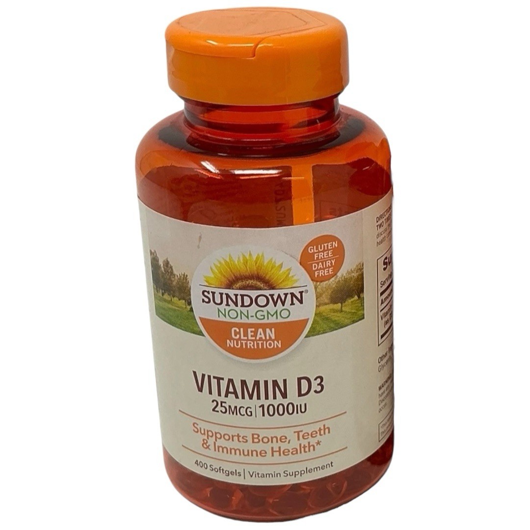 400 Sundown Vitamin D3 25mcg 1000IU Softgels, Bones, Teeth & Immune Health