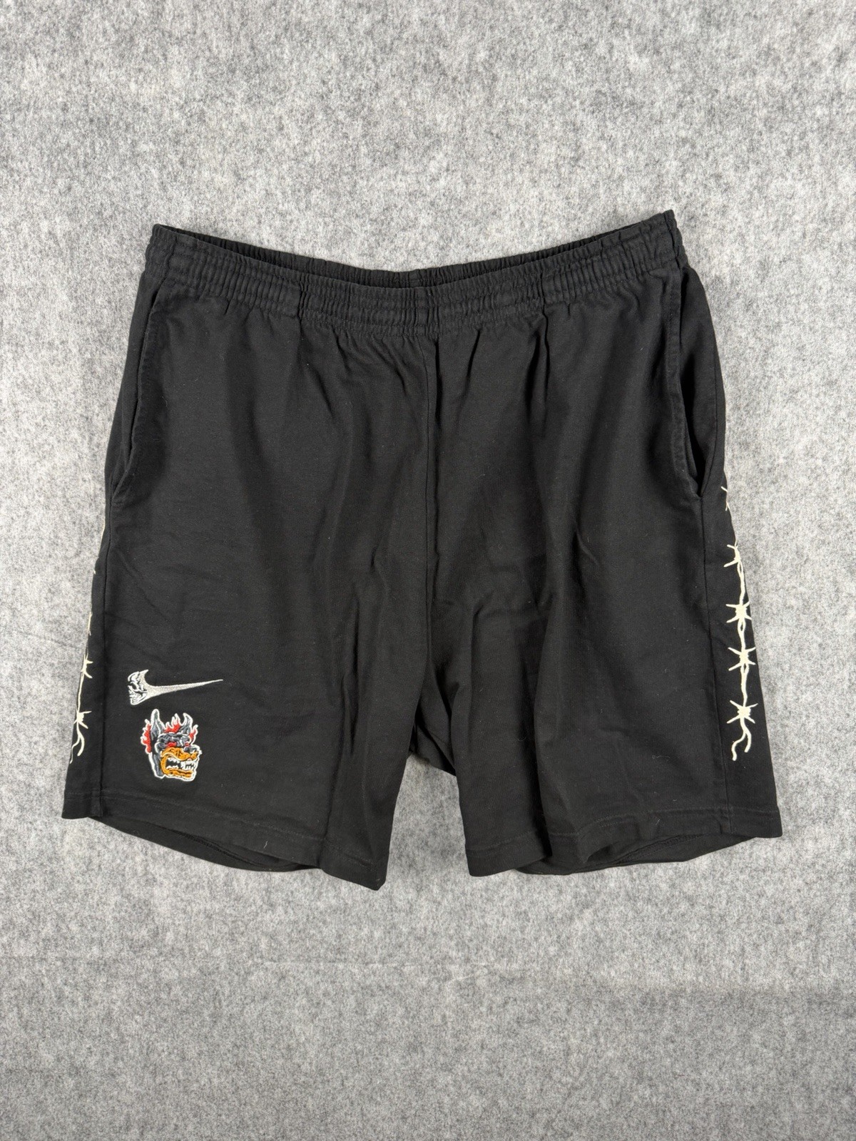 Vtg Warren Lotus Top Dog Shorts L Black 2019 Reaper Barbed Wire Skull Swoosh Vtg Warren Lotus Top Dog Shorts L Black 2019 Reaper Barbed Wire Skull Swoosh