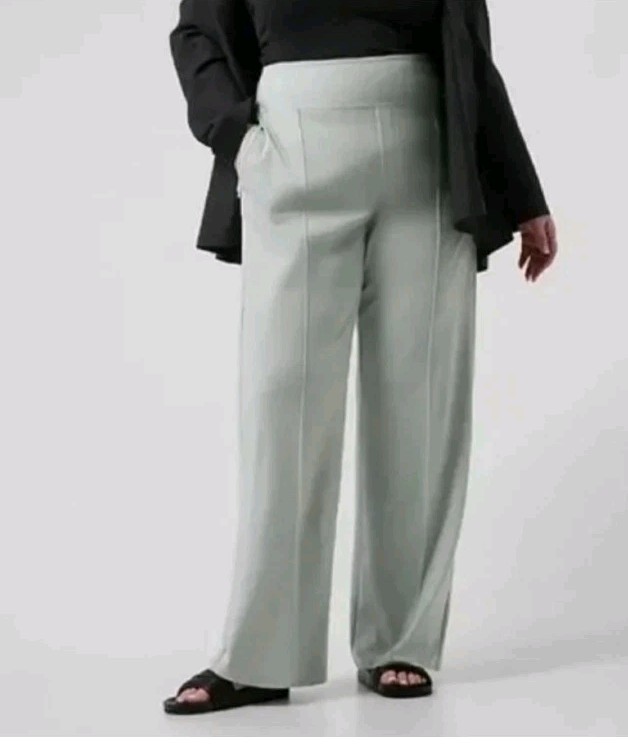 NWT ATHLETA Eastbound Wide Pant PLUS Sz 18 Coast Grey Comfort Pants MSRP $119