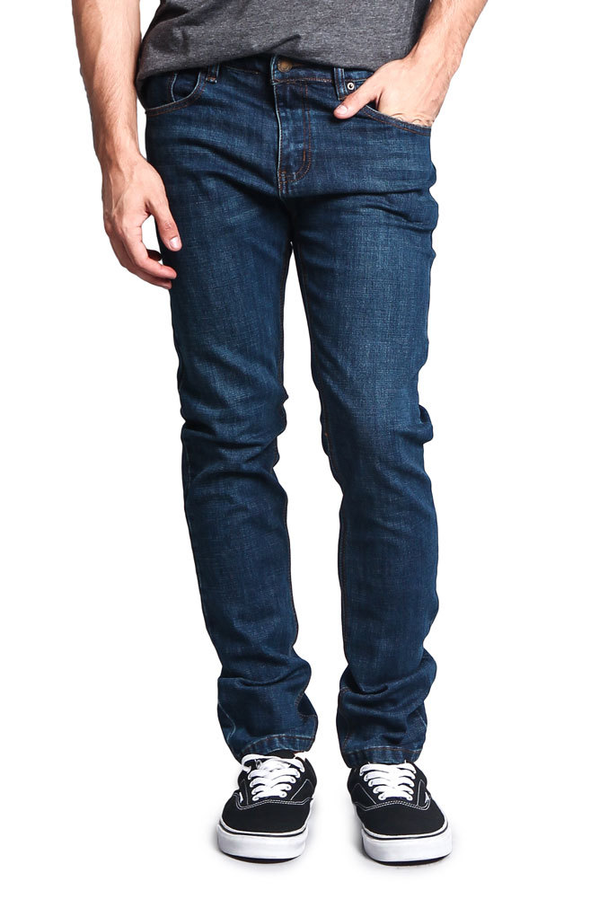 Victorious Men's Premium Washed Denim Pants Skinny Fit Stretch Jeans - DL1004