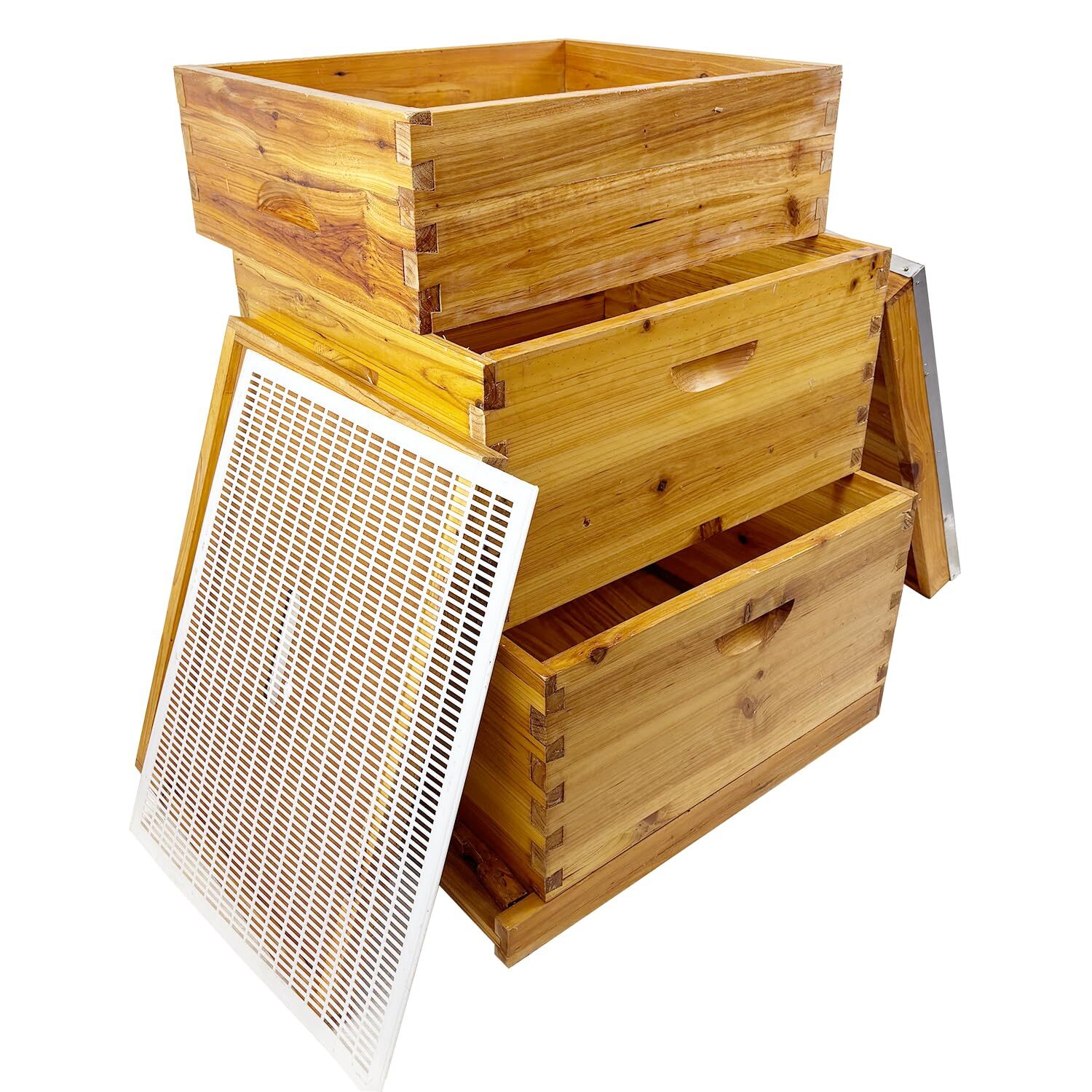 3 Layers Beehive Complete Box Kit Langstroth Beekeeping 2 Deep and 1 Medium