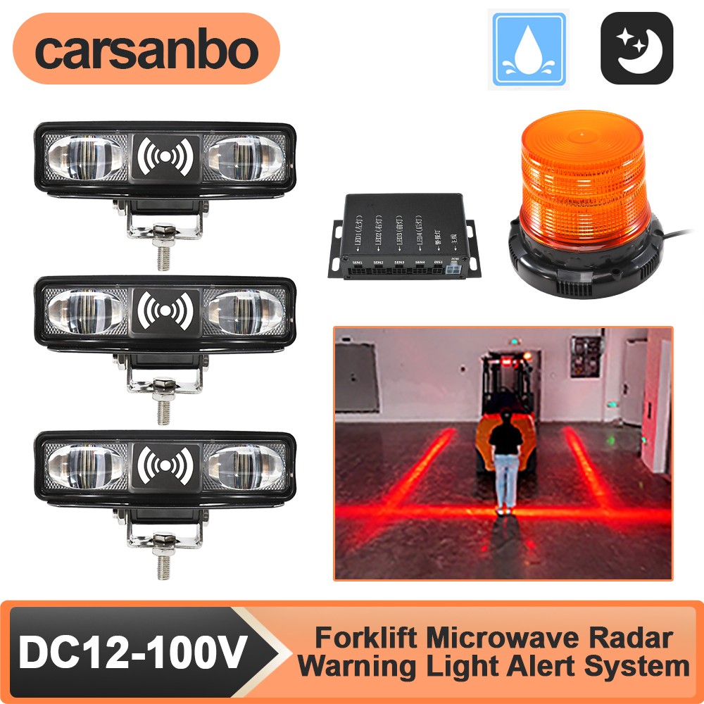 Forklift LED Safety Light Radar Proximity Detection Audible Warning Alarm System
