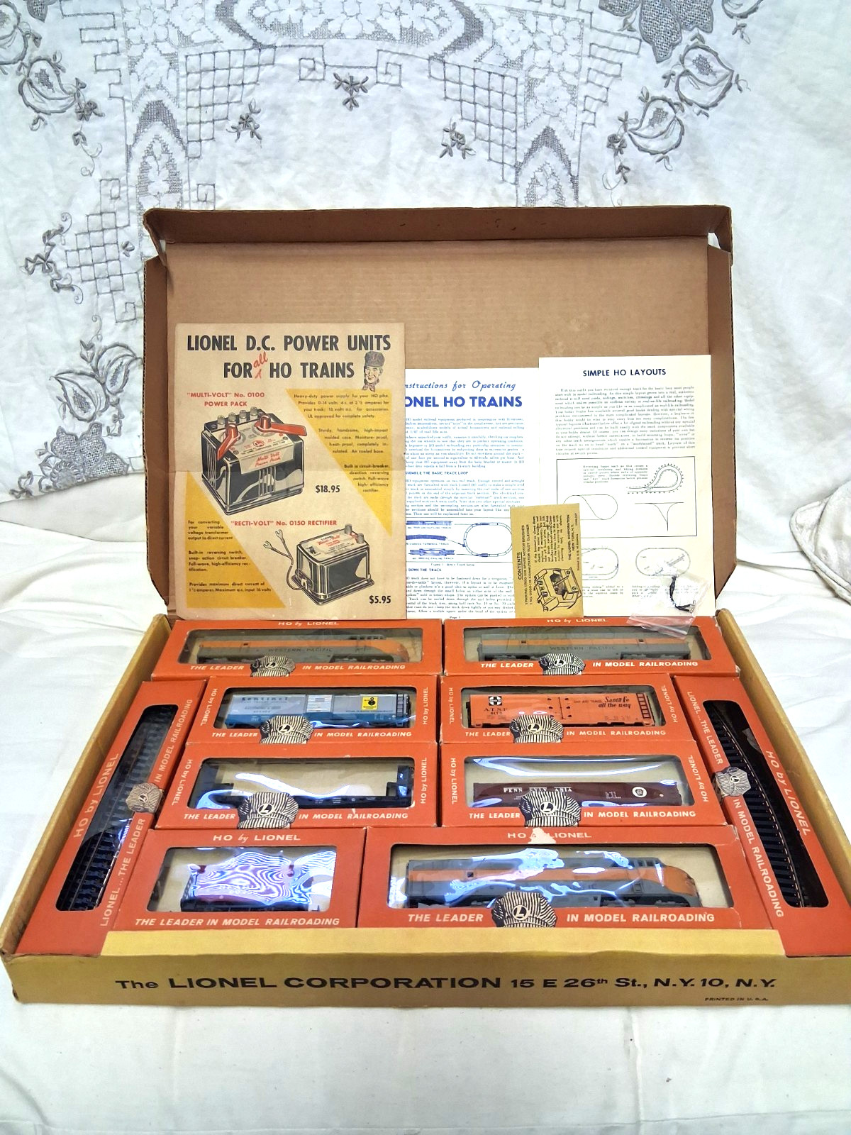 LIONEL HO Scale 1950S WESTERN PACIFIC ABA 5-FREIGHT CAR BOXED SET w/PAPERWORK