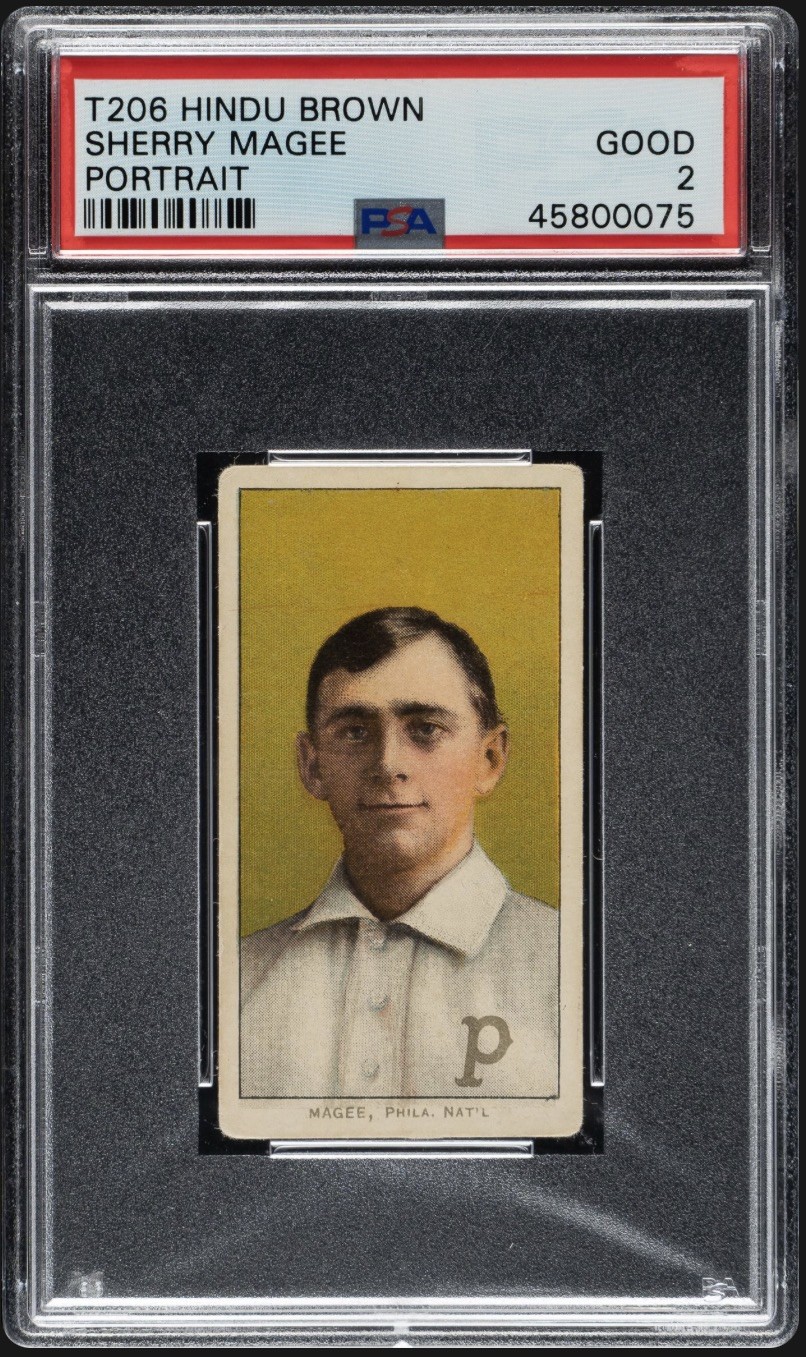 1909-11 T206 Sherry Magee Brown Hindu Portrait PSA 2 - Phil. Phillies 1909-11 T206 Sherry Magee Brown Hindu Portrait PSA 2 - Phil. Phillies