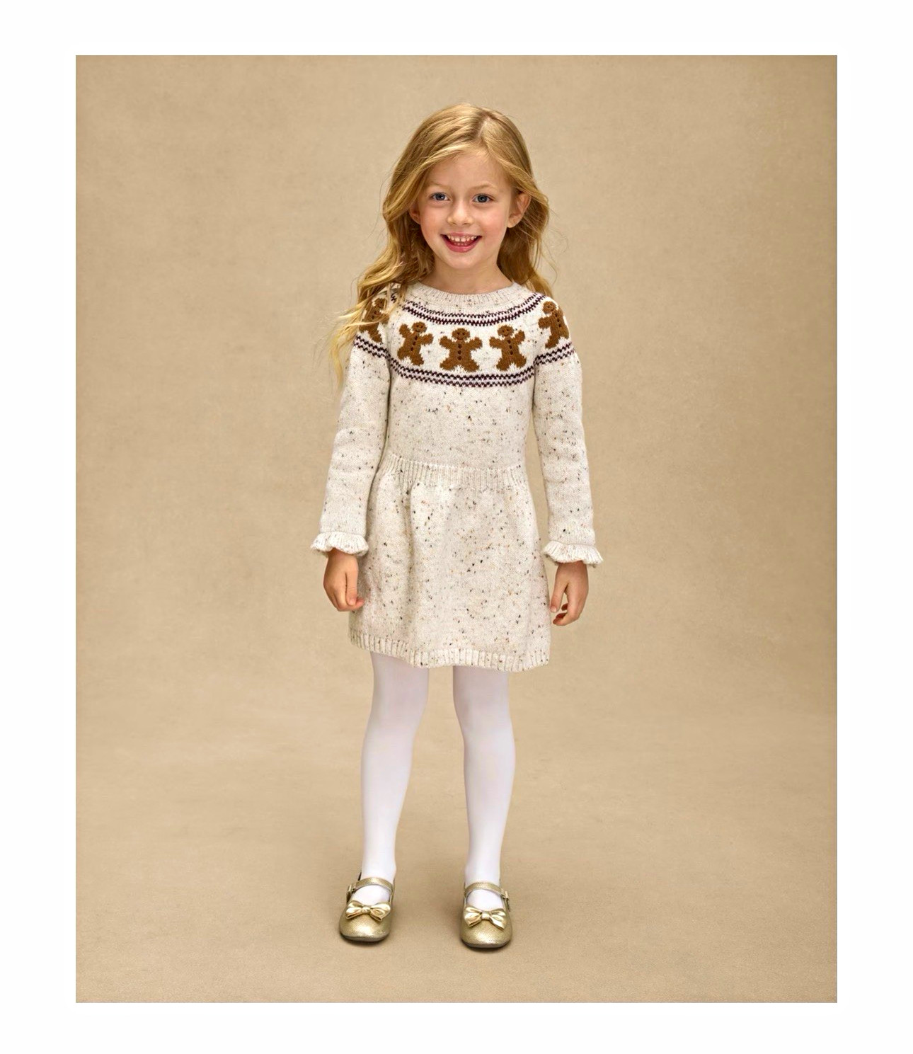 Gymboree Girls Ivory Brown Knit Fair Isle Gingerbread Sweater Dress, Size 12 Gymboree Girls Ivory Brown Knit Fair Isle Gingerbread Sweater Dress, Size 12