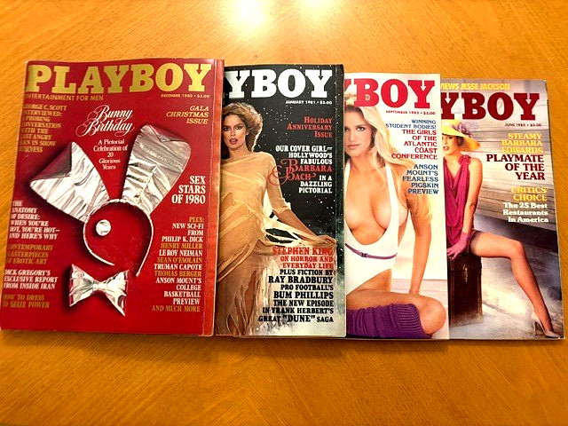 Vintage Lot of Four Playboy Magazines, 1980 to 1984, See Description